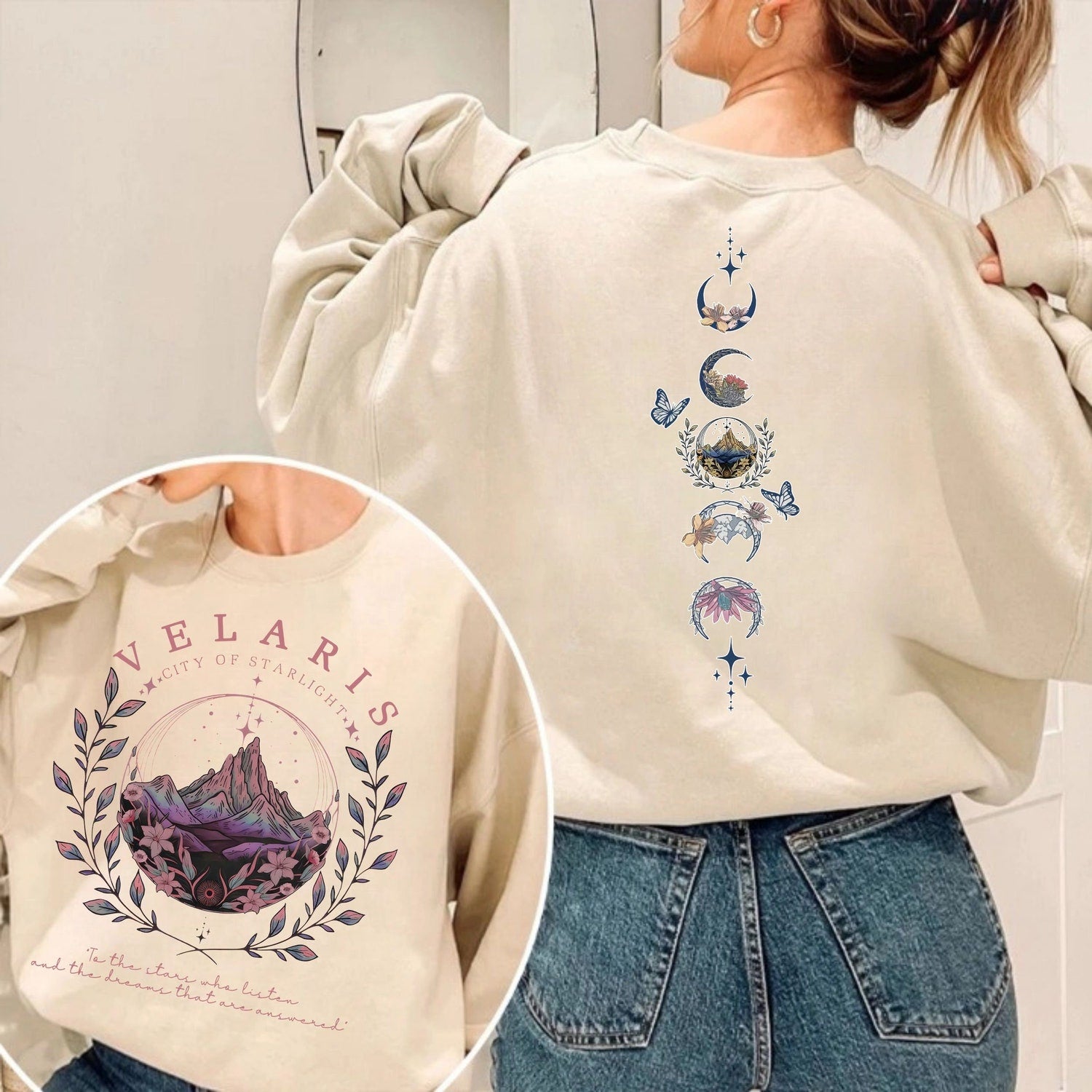 ACOTAR -  Velaris City Of Starlight Two-Sided Sweatshirt, The Night Court Sweater, Acotar Velaris Sweatshirt, Court of Dreams, Velaris Bookish, LT172