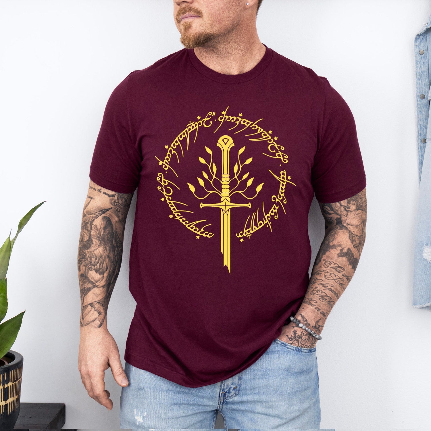 LOTR -  Tolkien T-Shirt, Narsil Broken Blade Tee, LOTR Unisex Shirt, Lord of the Rings, LOTR FAN Nerdy Gift,  Gifts for Book Lovers,Elven Tree Shirt