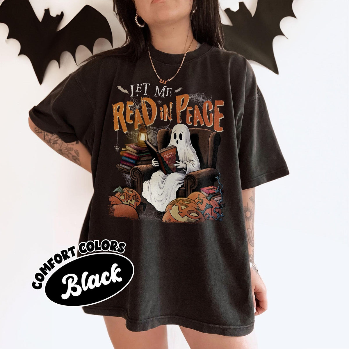 (TOG) -  Throne Of Glass Fan Comfort Colors Shirt, Let Me Read In Peace T Shirt, SJM Fall Shirts, Bookish Ghost Reading Tee, Gift For Book Lover