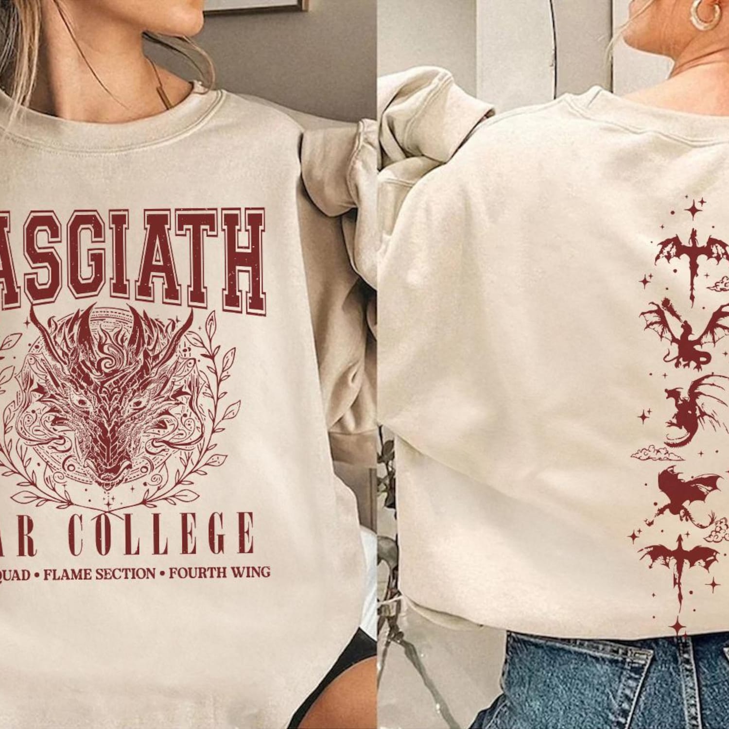 Fourth Wing Dragon Sweater, Basgiath War College Shirt, Dragon Rider Sweatshirt, Bookish Sweater, Empyrean Series, Fourth Wing Shirt