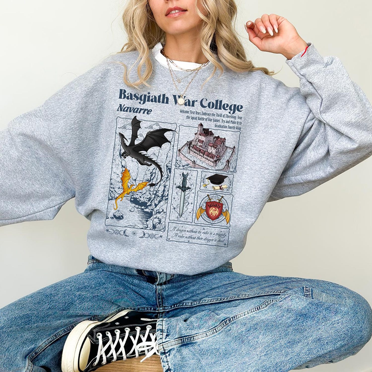 Fourth Wing -  Basgiath War College Sweatshirt, Dragon Rider Shirt, Fourth Wing Sweatshirt, Xaden Riorson, Violet Sorrengail, Empyrean Series, Book Lover