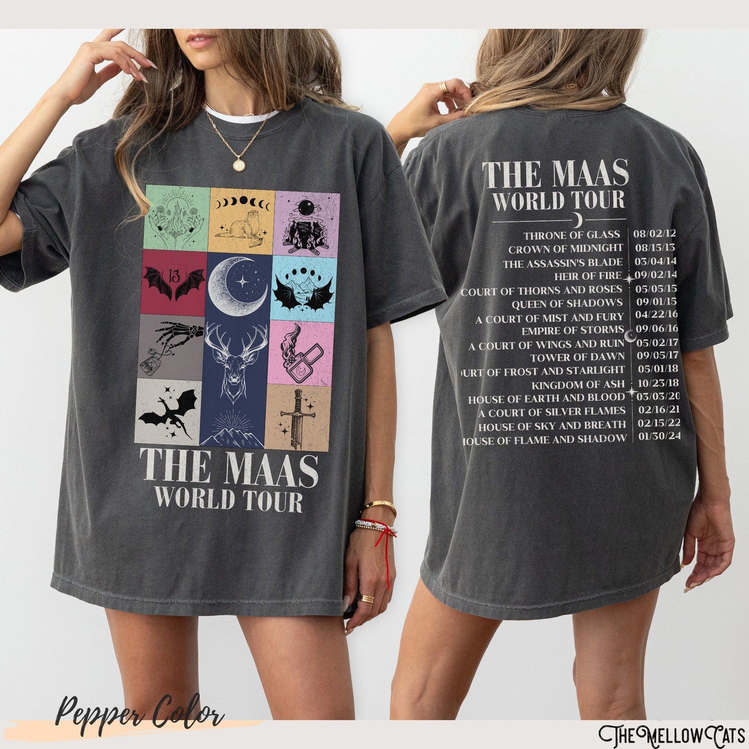 (TOG) -  Sarah J. Maas World Tour Comfort Colors tee, Licensed SJM merch, Throne of Glass TOG shirt, ACOTAR merch Crescent City Fan Apparel Maas Tour