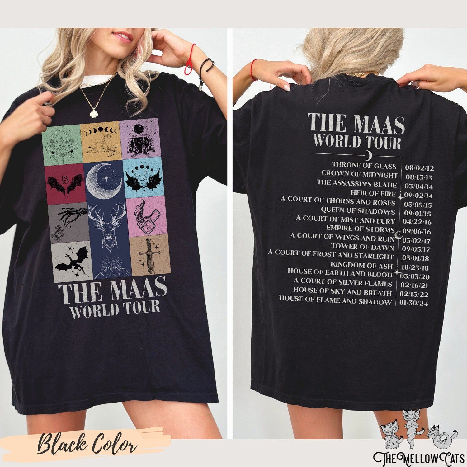 (TOG) -  Sarah J. Maas World Tour Comfort Colors tee, Licensed SJM merch, Throne of Glass TOG shirt, ACOTAR merch Crescent City Fan Apparel Maas Tour