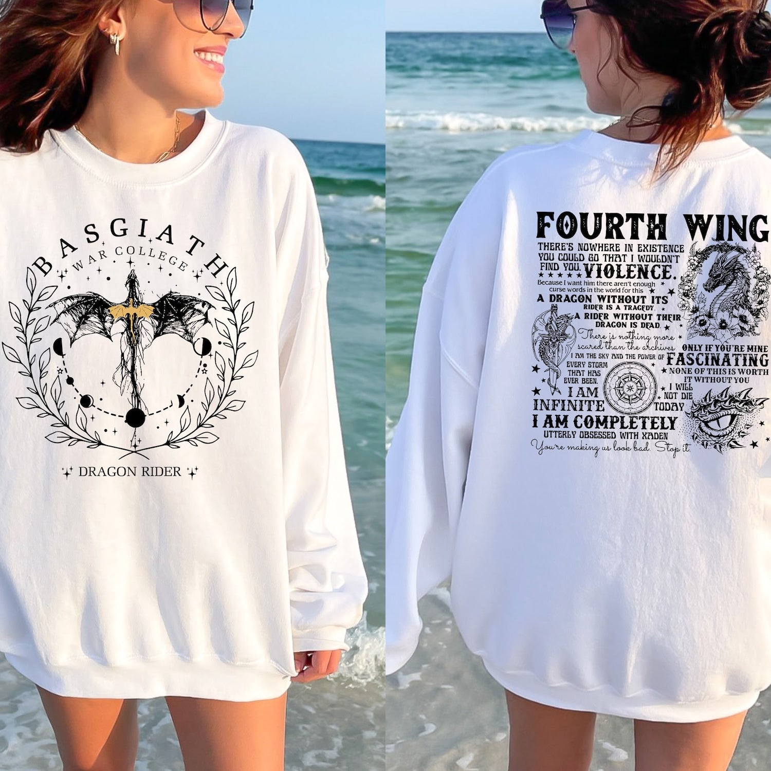 Fourth Wing -  Fourth Wing Sweatshirt, Dragon Rider Sweatshirt, Basgiath War College Shirt, The Empyrean Series,Violet Sorrengail Fantasy Book