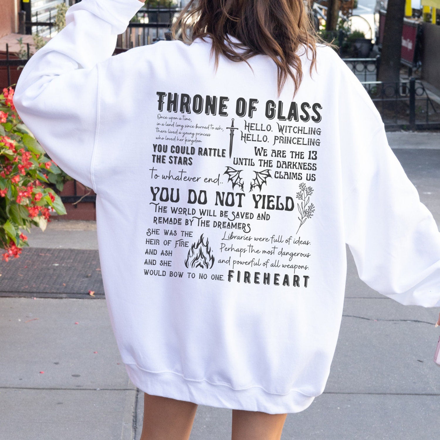 (TOG) -  Throne of Glass Sweatshirt, OFFICIALLY LICENSED Sarah J Maas Merch TOG Hoodie Fireheart gift To Whatever End T-shirt The thirteen shirt