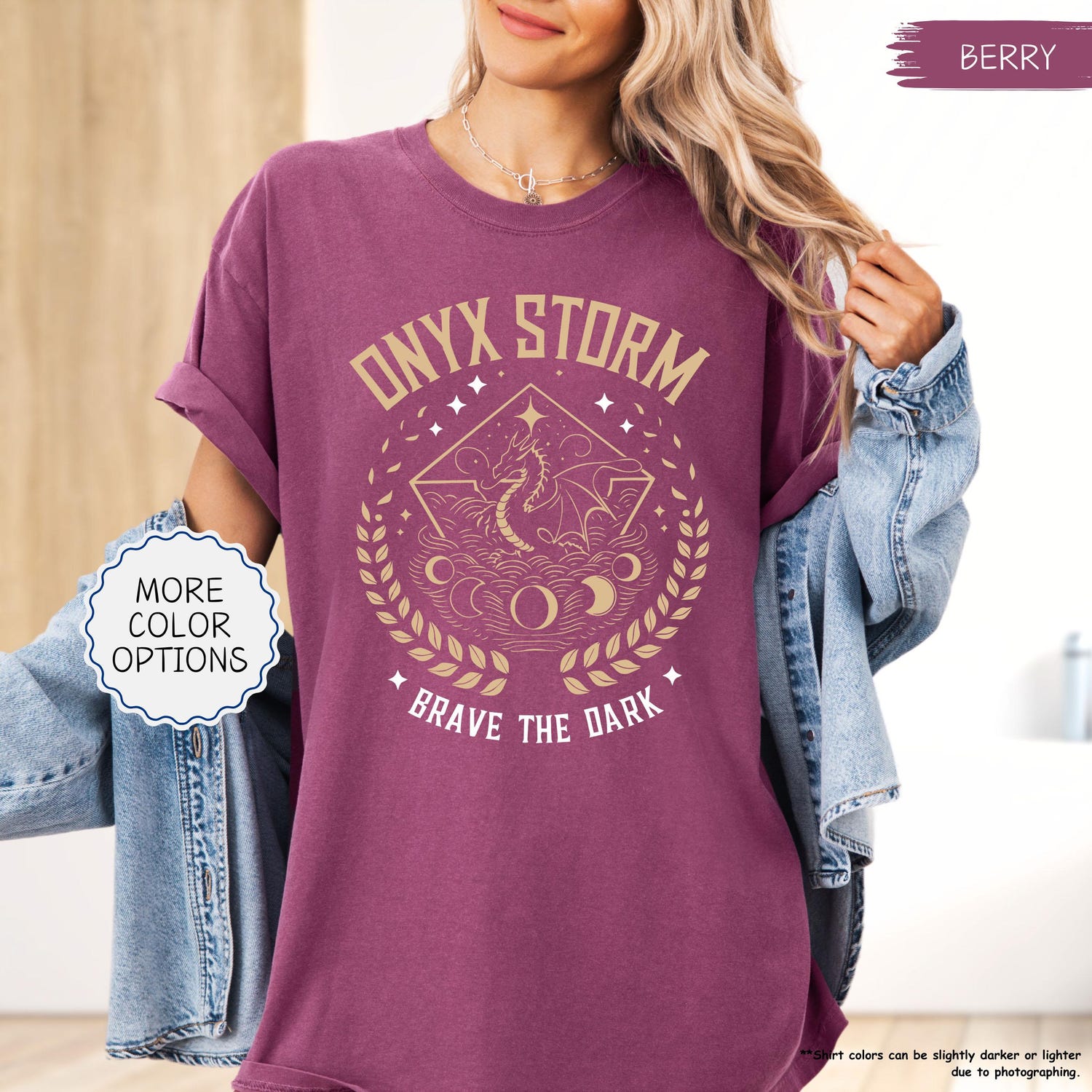 Onyx Storm Brave The Dark Comfort Colors Shirt, Fantasy Book Shirt, Reading Lover Tee, Dragon Lover Gift, Fourth Wing Shirt, Dragon Rider