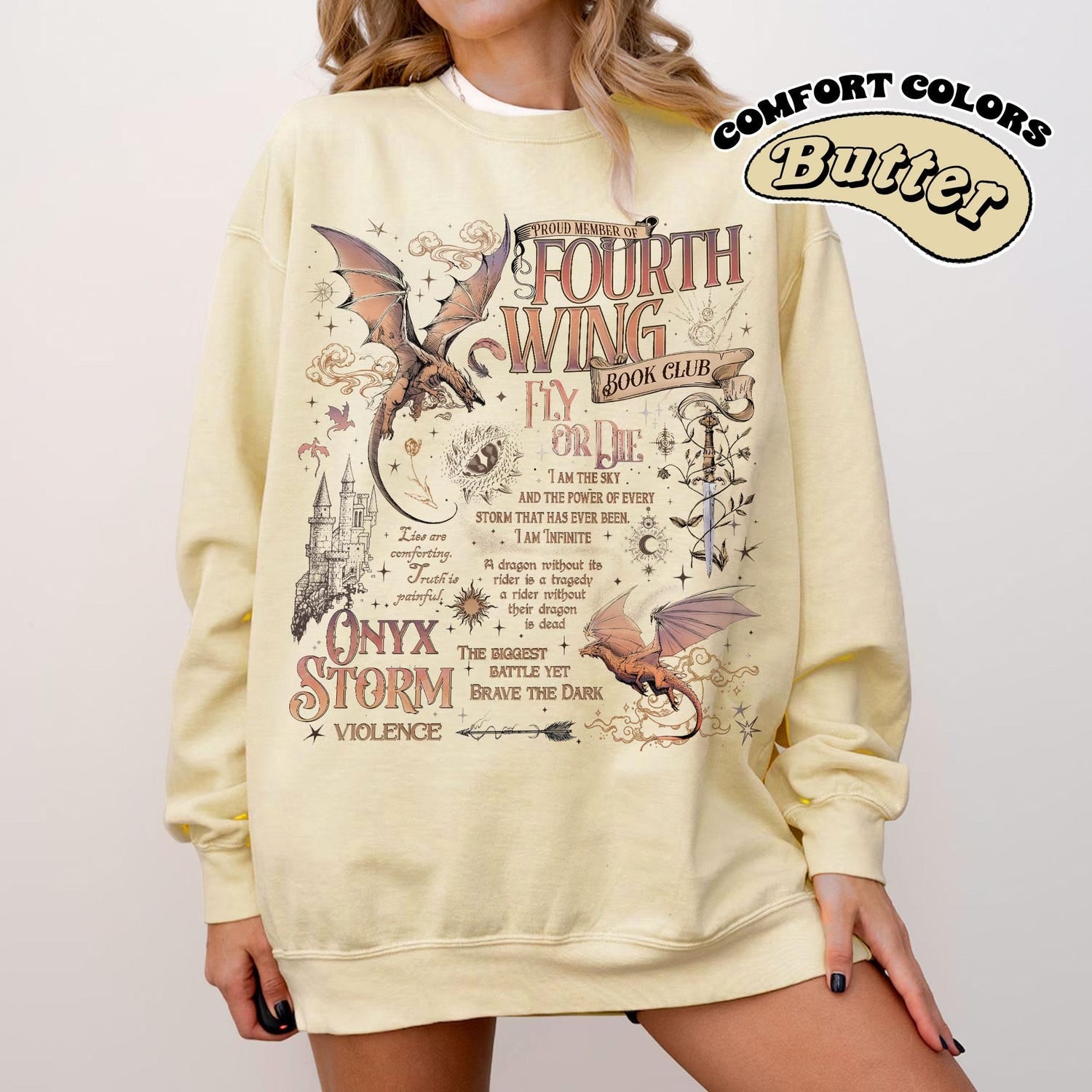 Fourth Wing Comfort Color Sweatshirt | Dragon Rider Sweat | Basgiath War College | Violet Sorrengail | Violent Little Thing