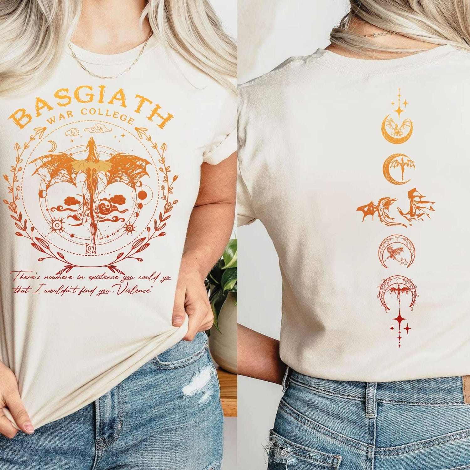 Fourth Wing -  Comfor Colors Basgiath War College Shirt, Fourth Wing Double-Sided T-shirt, Dragon Rider Shirt, Riders Quadrant Tee, Book Lover Gift, LT613