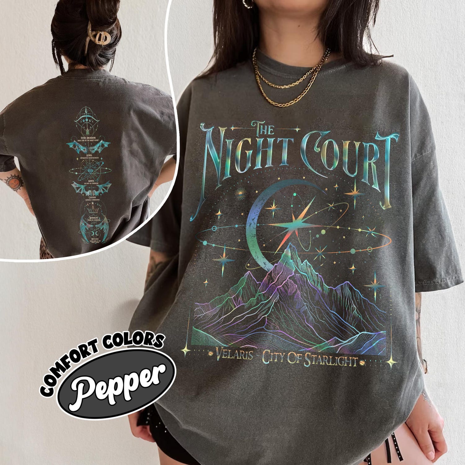 ACOTAR -  Velaris The Night Court Acotar 2 Sided Comfort Colors Shirt, Velaris The Night Court Shirt, Court Of Dreams, Inner Circle Acotar Tee