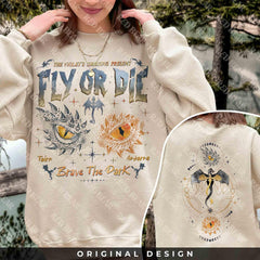 Fourth Wing -  Dragon Rider Shirt, Onyx Storm Brave The Dark Sweatshirt, Fly Or Die Fourth Wing Series Tee, Gift For Dragon Books Lover