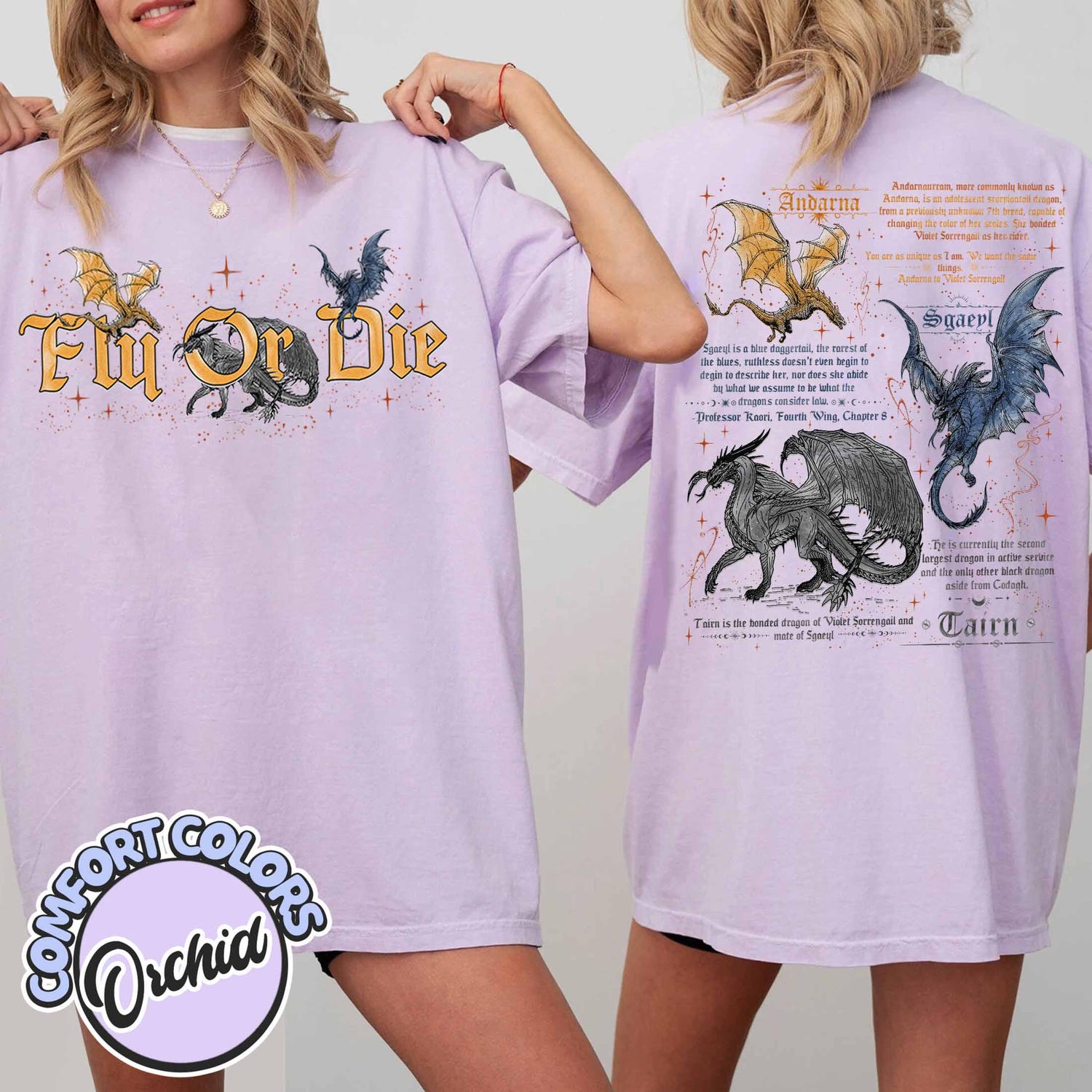 Fourth Wing -  Fly or Die Comfort Colors Shirt, Tairn Andarna Sgaeyl, Basgiath War College Shirt, Bookish Gift for Readers, Fourth Wing, Dragon Rider Shirt