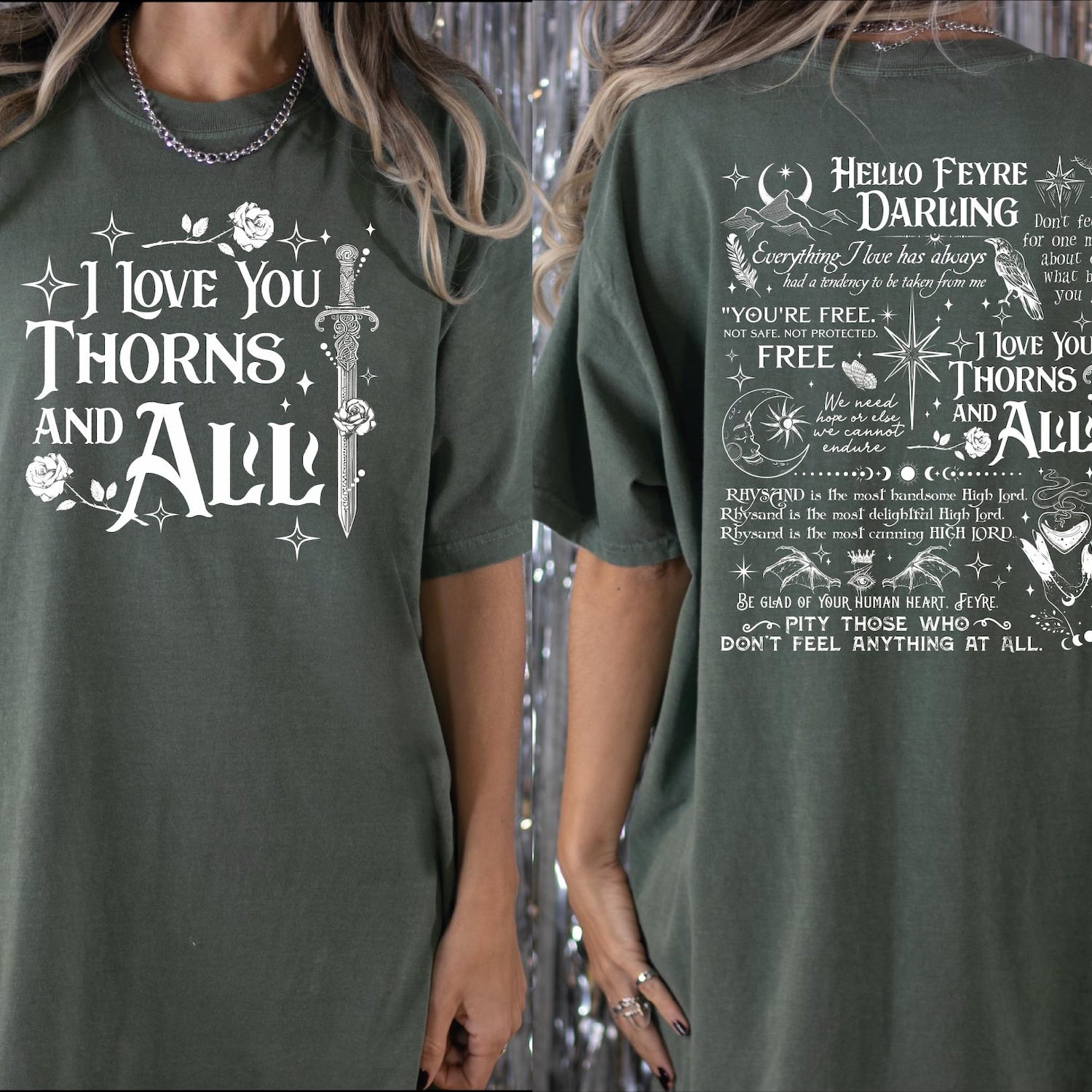 ACOTAR -  Comfort Colors I Love Thorns and All Shirt, Hello Feyre Darling Shirt, The Night Court, Illyrians A Court of Thorns and Roses