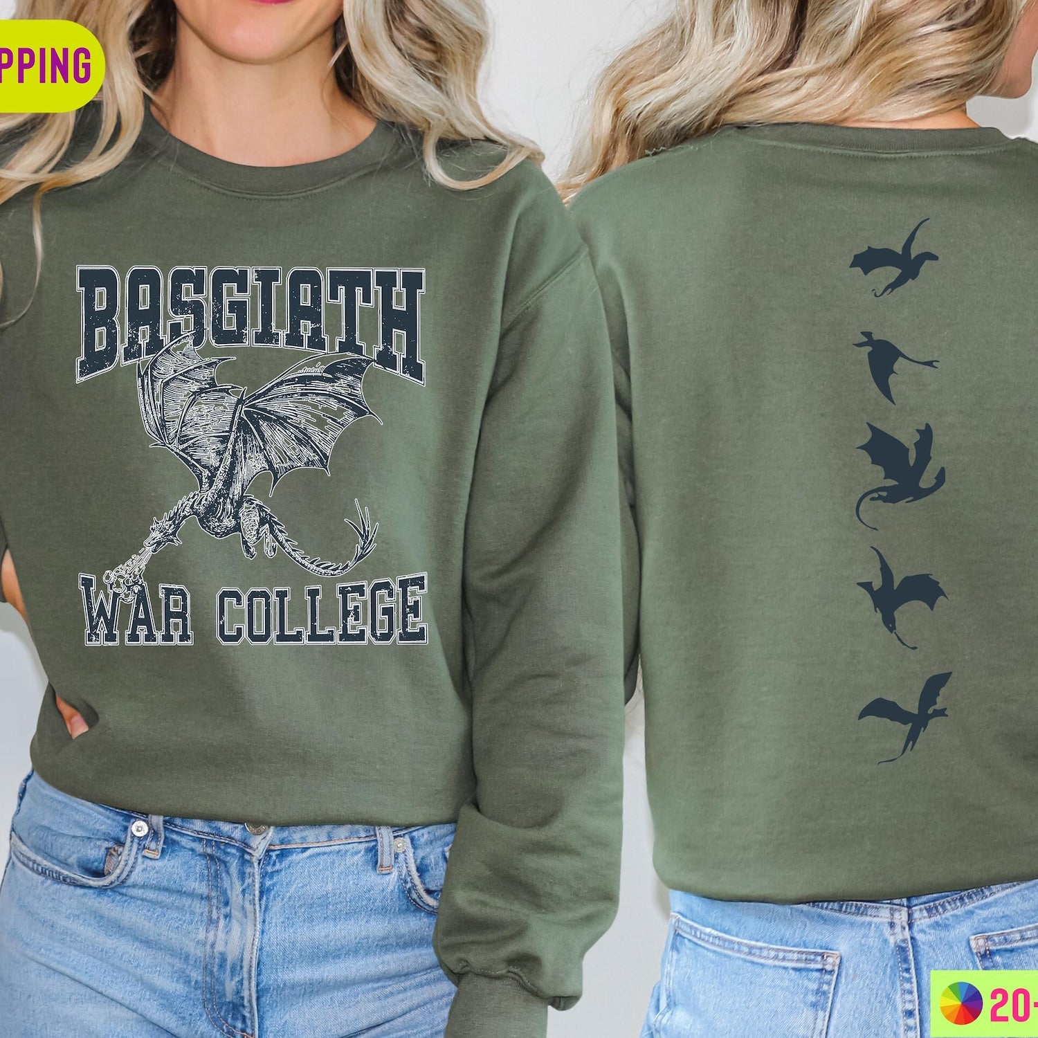 Fourth Wing -  Basgiath War College Book Sweatshirt, Bookish War Shirt,Dragon Rider Sweatshirt,Fantasy Bookish Sweatshirt,Book Lover Shirt,Basgiath 2 Sided