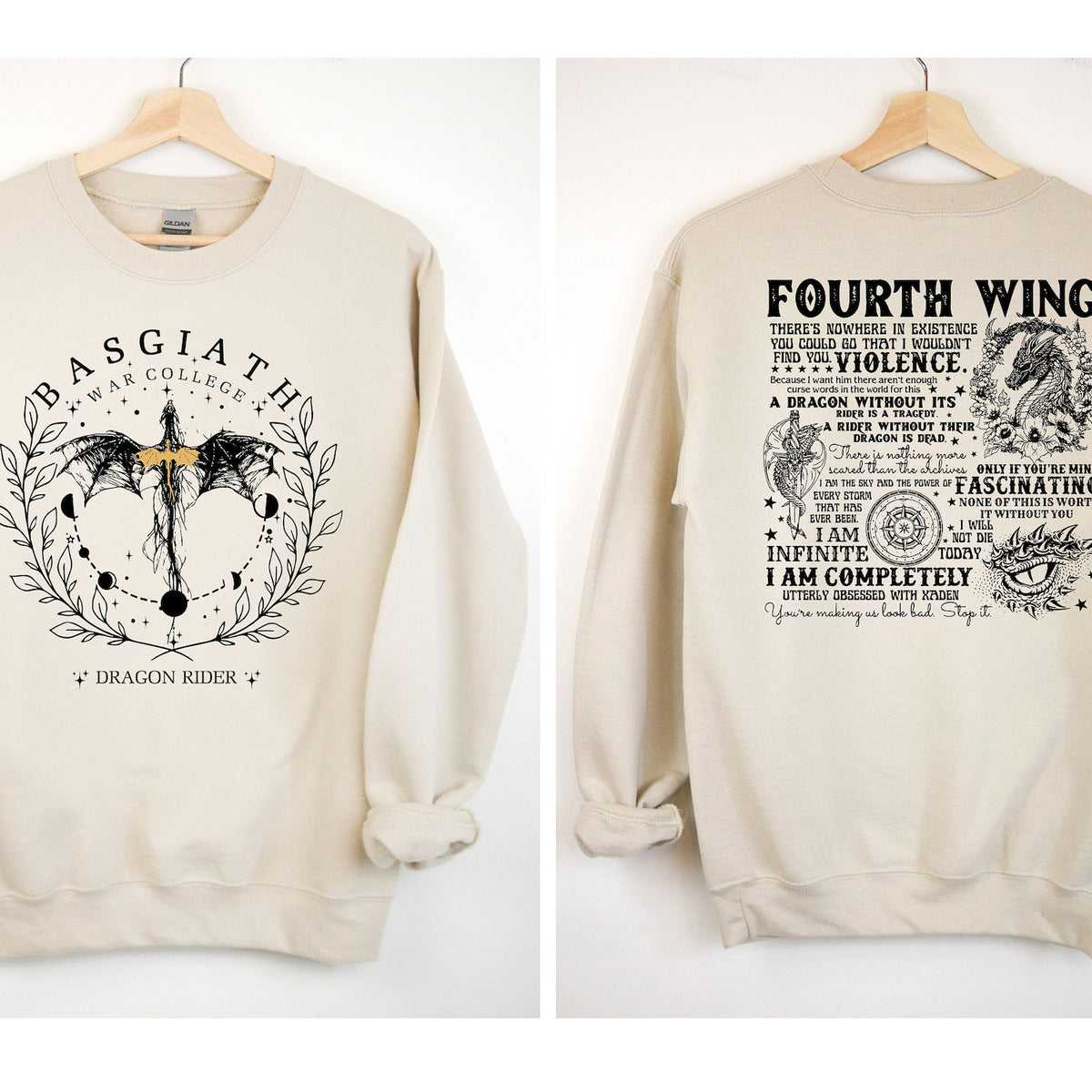 Fourth Wing -  Fourth Wing Sweatshirt, Dragon Rider Sweatshirt, Basgiath War College Shirt, The Empyrean Series,Violet Sorrengail Fantasy Book