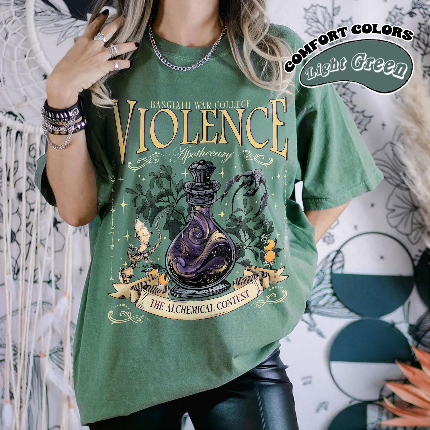 Fourth Wing -  Violence Apothecary Comfort Color T-Shirt, Basgiath War College, Fourth Wing, Violet Sorrengail Dragon Rider Xaden Riorson Fantasy Lover