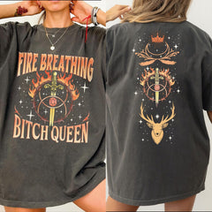 (TOG) -  Fire Breathing Bitch Queen Comfort Colors Shirt, Merch SJM Shirt, Kingsflame The Thirteen, Book Lover  Gift, Throne Of Glass Fan Gift L190