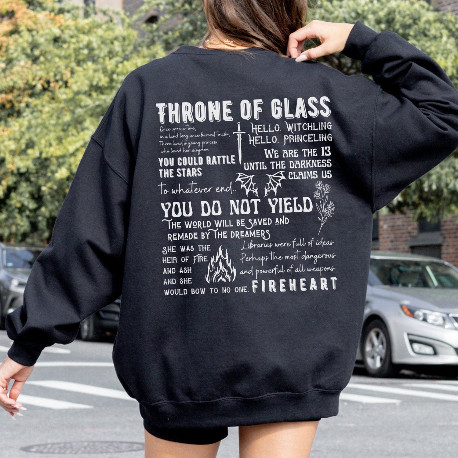 (TOG) -  Throne of Glass Sweatshirt, OFFICIALLY LICENSED Sarah J Maas Merch TOG Hoodie Fireheart gift To Whatever End T-shirt The thirteen shirt