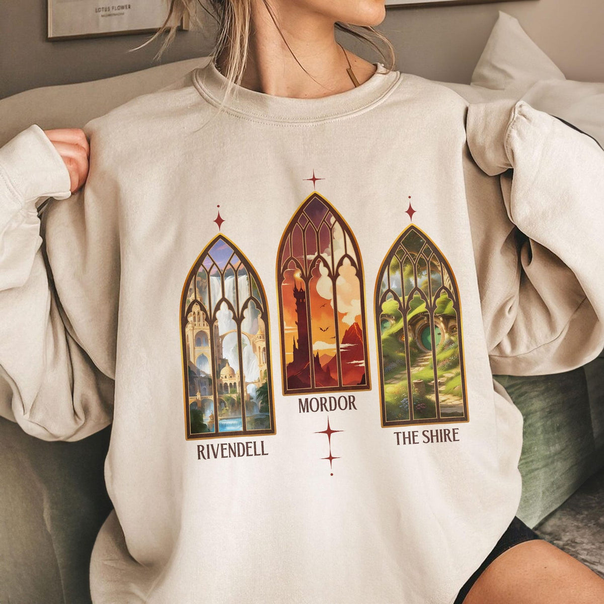 LOTR -  Rivendell Mordor The Shire LOTR Sweatshirt, LOTR Inspired Shirt, Tolkien Aragorn Merch, The Fellowship Crewneck,  Hobbit Lovers Gifts