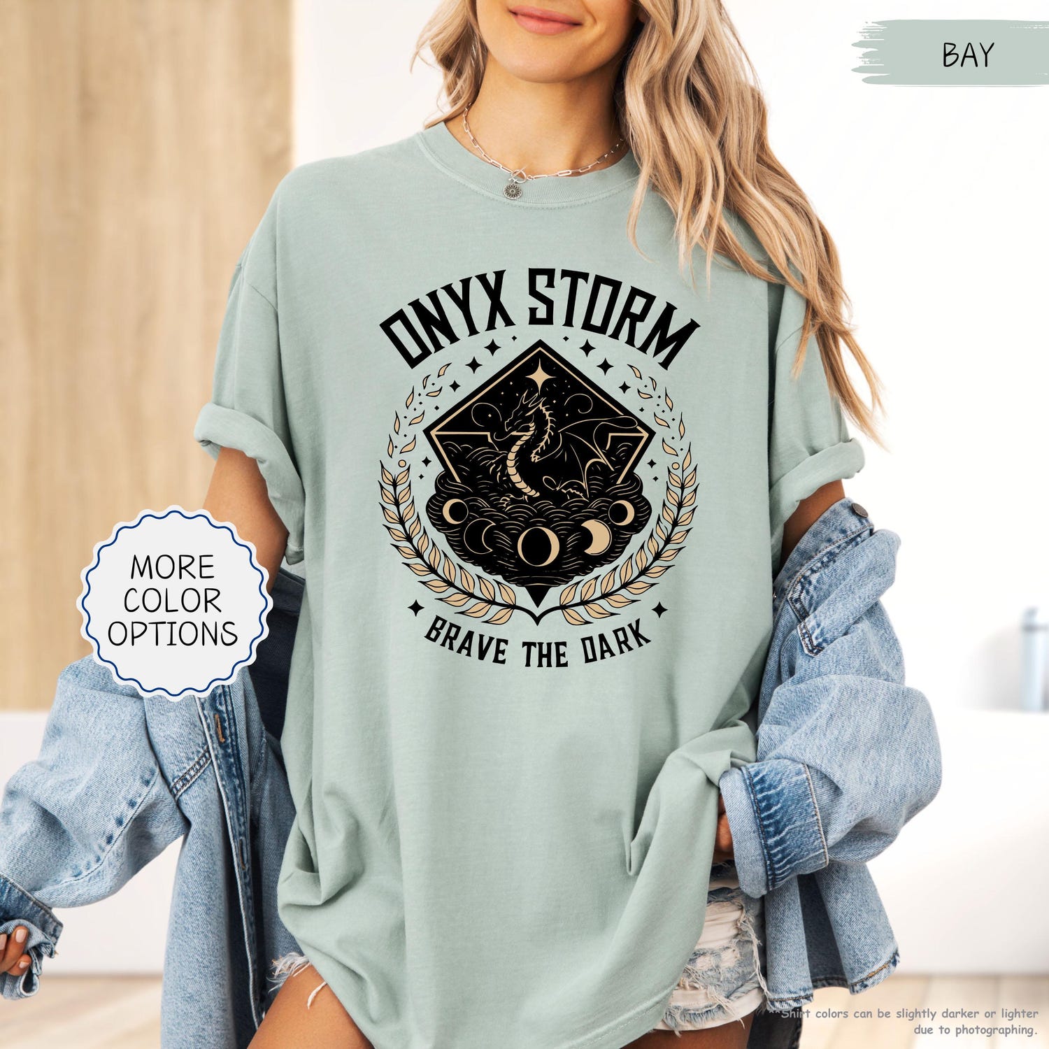 Onyx Storm Brave The Dark Comfort Colors Shirt, Fantasy Book Shirt, Reading Lover Tee, Dragon Lover Gift, Fourth Wing Shirt, Dragon Rider