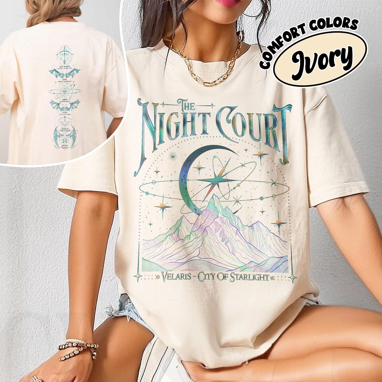 ACOTAR -  Velaris The Night Court Acotar 2 Sided Comfort Colors Shirt, Velaris The Night Court Shirt, Court Of Dreams, Inner Circle Acotar Tee