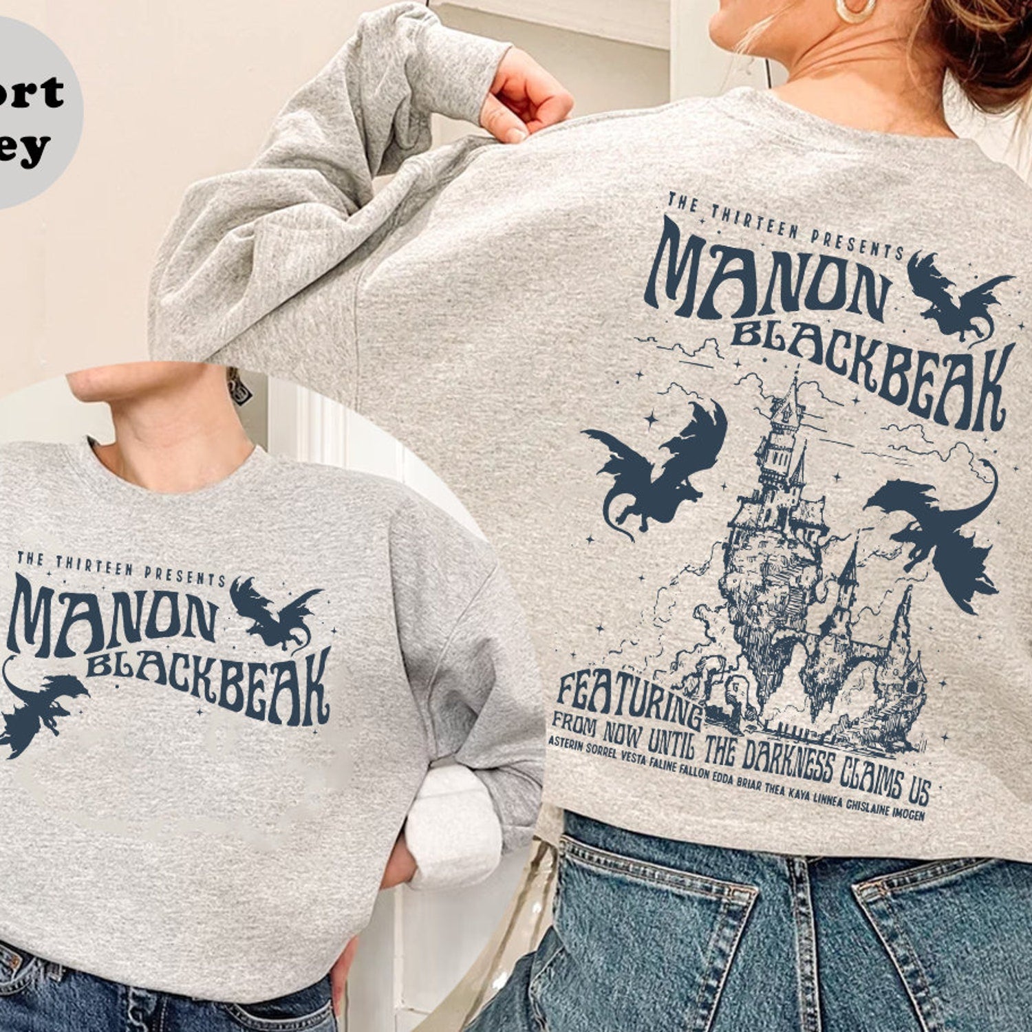 (TOG) -  Manon Blackbeak Throne of Glass Double-Sided Sweatshirt, Sarah J Maas Merch, Rowan Whitethorn, ACOTAR Crescent City Rhysand,Book Quote Shirt