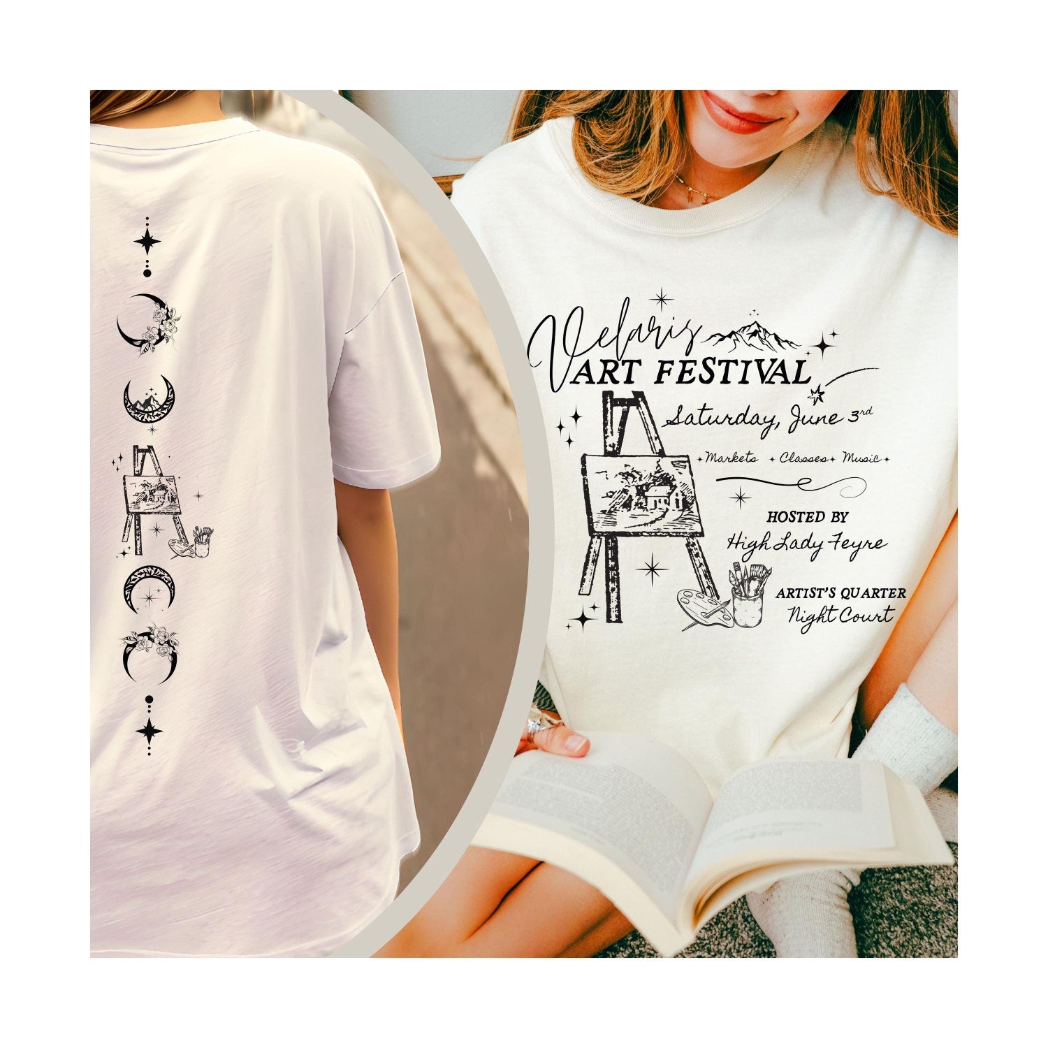 ACOTAR -  Velaris Art Festival, Feyre tattoo shirt, Officially Licensed SJM merch, Bookish merch, Acotar Gift, Bookstagram, Night Court, ACOTAR shirt