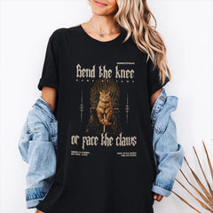 (SOC) -  Game of Thrones Cat Shirt, Funny Cat T-shirt, Iron Throne, King of the North, Bend the Knee, Winter is Coming, Cat Lovers Tee, Jon Snow