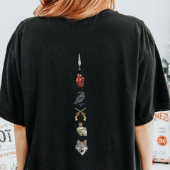 (SOC) -  Six of Crows back print tshirt, No mourners No funerals, Ketterdam Crow Club oversized shirt, Kaz, Inej Ghafa, Nina Zenik, Jesper, Matthias