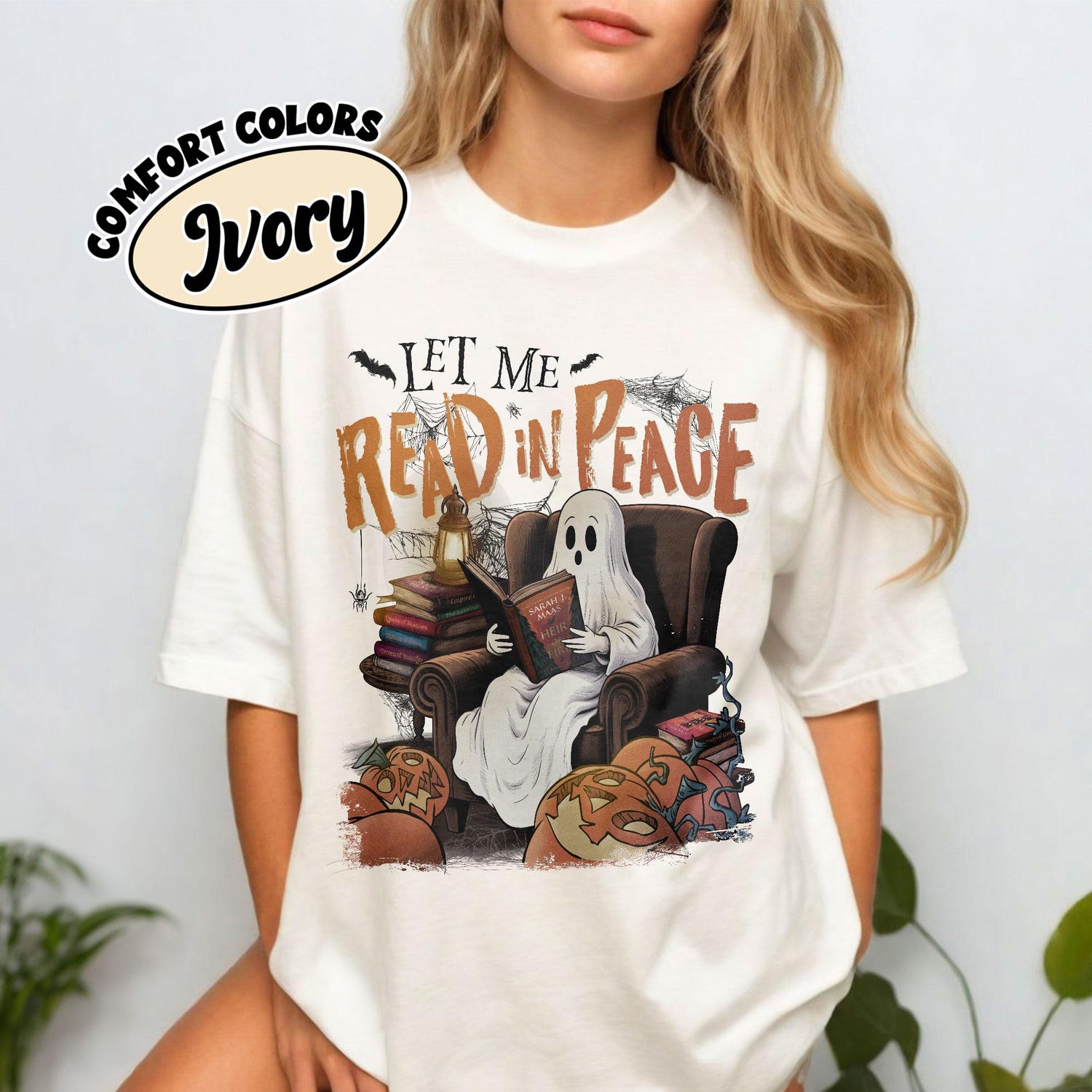 (TOG) -  Throne Of Glass Fan Comfort Colors Shirt, Let Me Read In Peace T Shirt, SJM Fall Shirts, Bookish Ghost Reading Tee, Gift For Book Lover