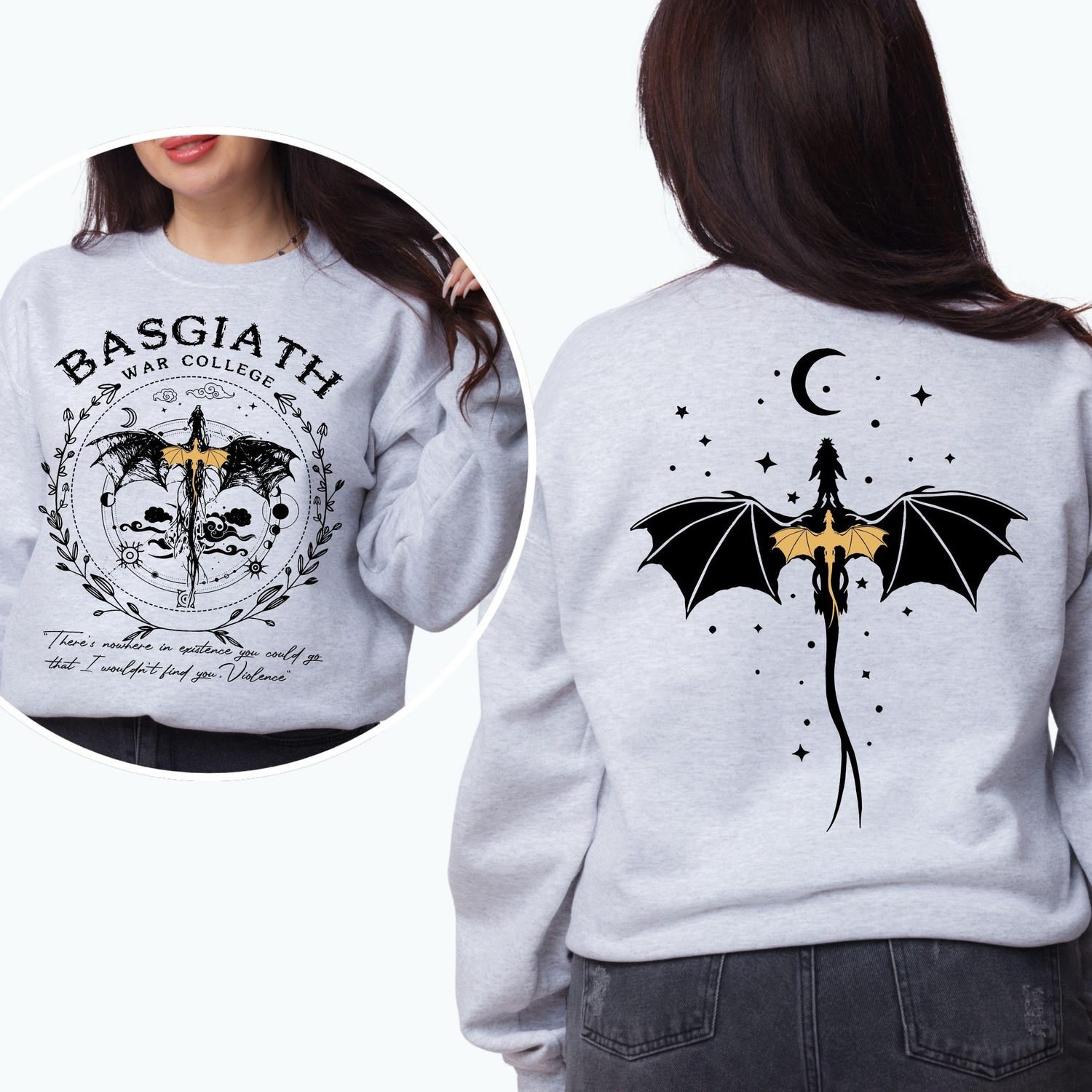 Fourth Wing -  Basgiath War College Sweatshirt, Fourth Wing Hoodie, Dragon Rider Sweater, Violet Sorrengail, Rebecca Yoros, Basgiath Bookish Sweater, LT619