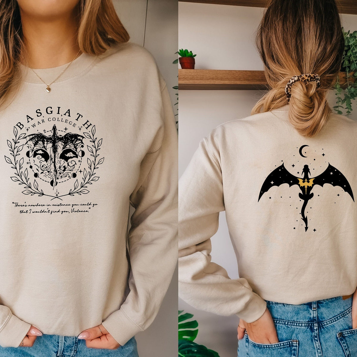 Fourth Wing -  Basgiath War College Double-side Sweatshirt, Fourth Wing Shirt, Dragon Rider, Rebecca Yoros, Fourth Wing, Violet Sorrengail, Bookish T-Shirt