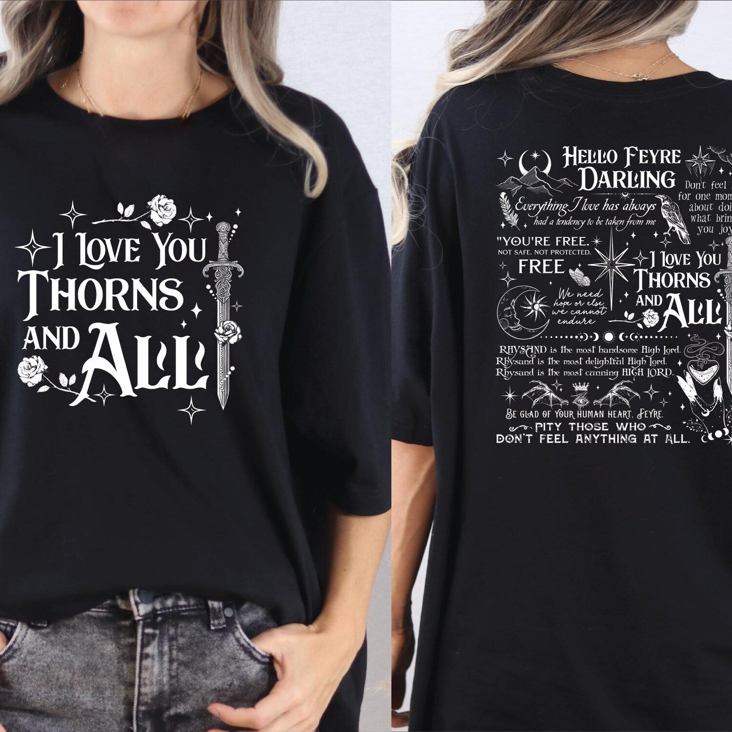 ACOTAR -  Comfort Colors I Love Thorns and All Shirt, Hello Feyre Darling Shirt, The Night Court, Illyrians A Court of Thorns and Roses