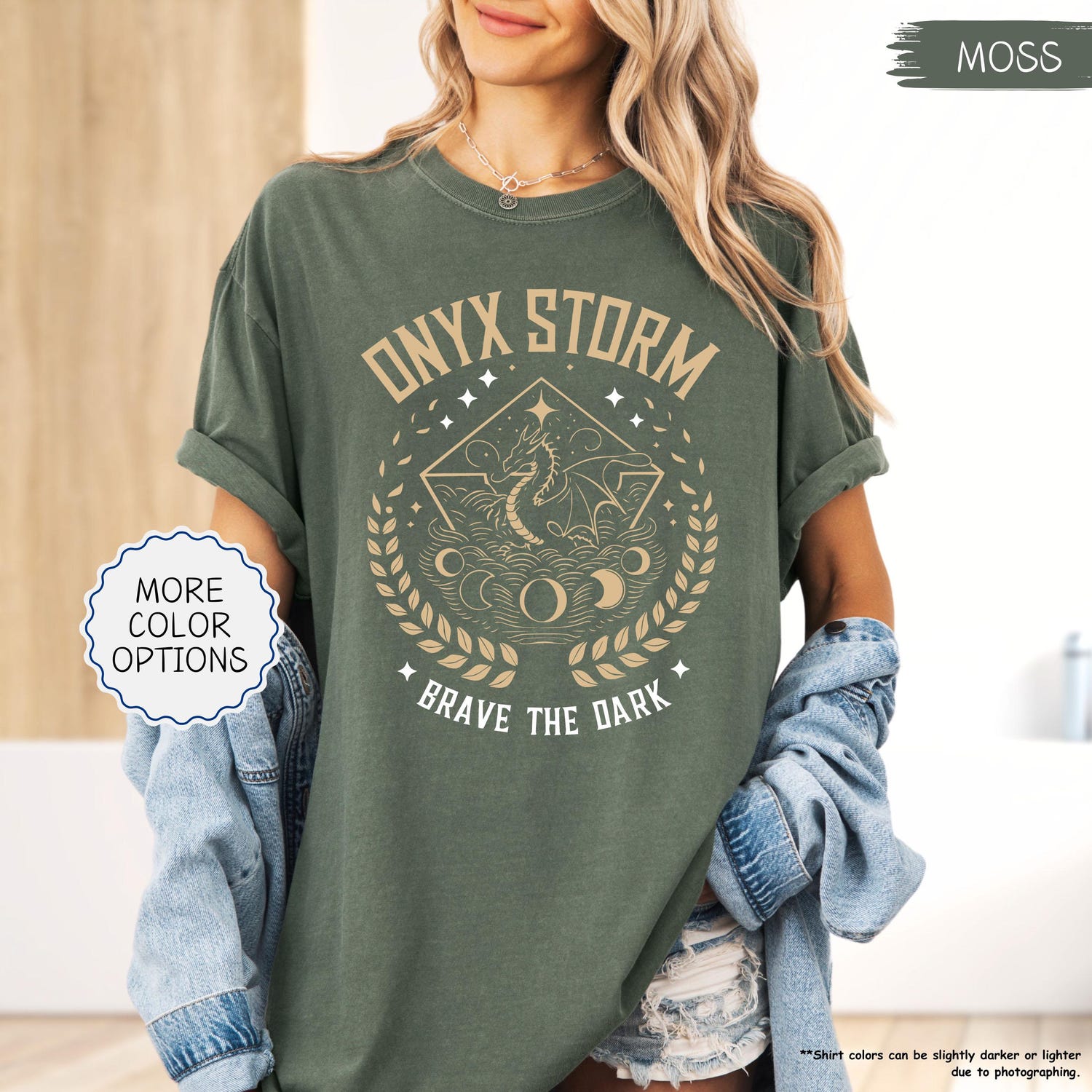 Onyx Storm Brave The Dark Comfort Colors Shirt, Fantasy Book Shirt, Reading Lover Tee, Dragon Lover Gift, Fourth Wing Shirt, Dragon Rider