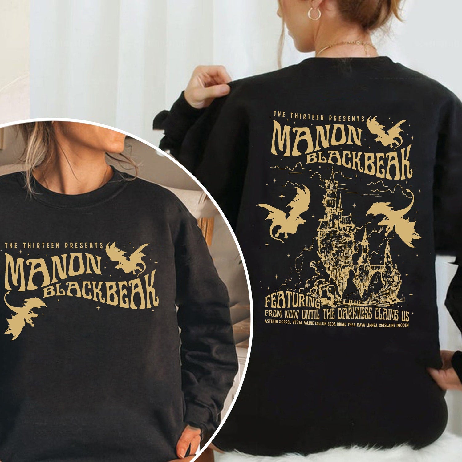 (TOG) -  Manon Blackbeak Throne of Glass Double-Sided Sweatshirt, Sarah J Maas Merch, Rowan Whitethorn, ACOTAR Crescent City Rhysand,Book Quote Shirt