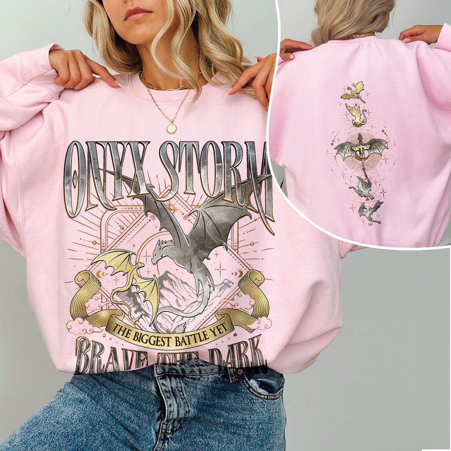 Fourth Wing -  Onyx Storm Brave The Dark Sweatshirt, Fourth Wing Series T Shirt For Fan, Violet Sorrengail Dragon Rider, Gift For Book Lover