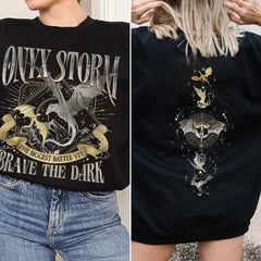 Fourth Wing -  Onyx Storm Brave The Dark Sweatshirt, Fourth Wing Series T Shirt For Fan, Violet Sorrengail Dragon Rider, Gift For Book Lover