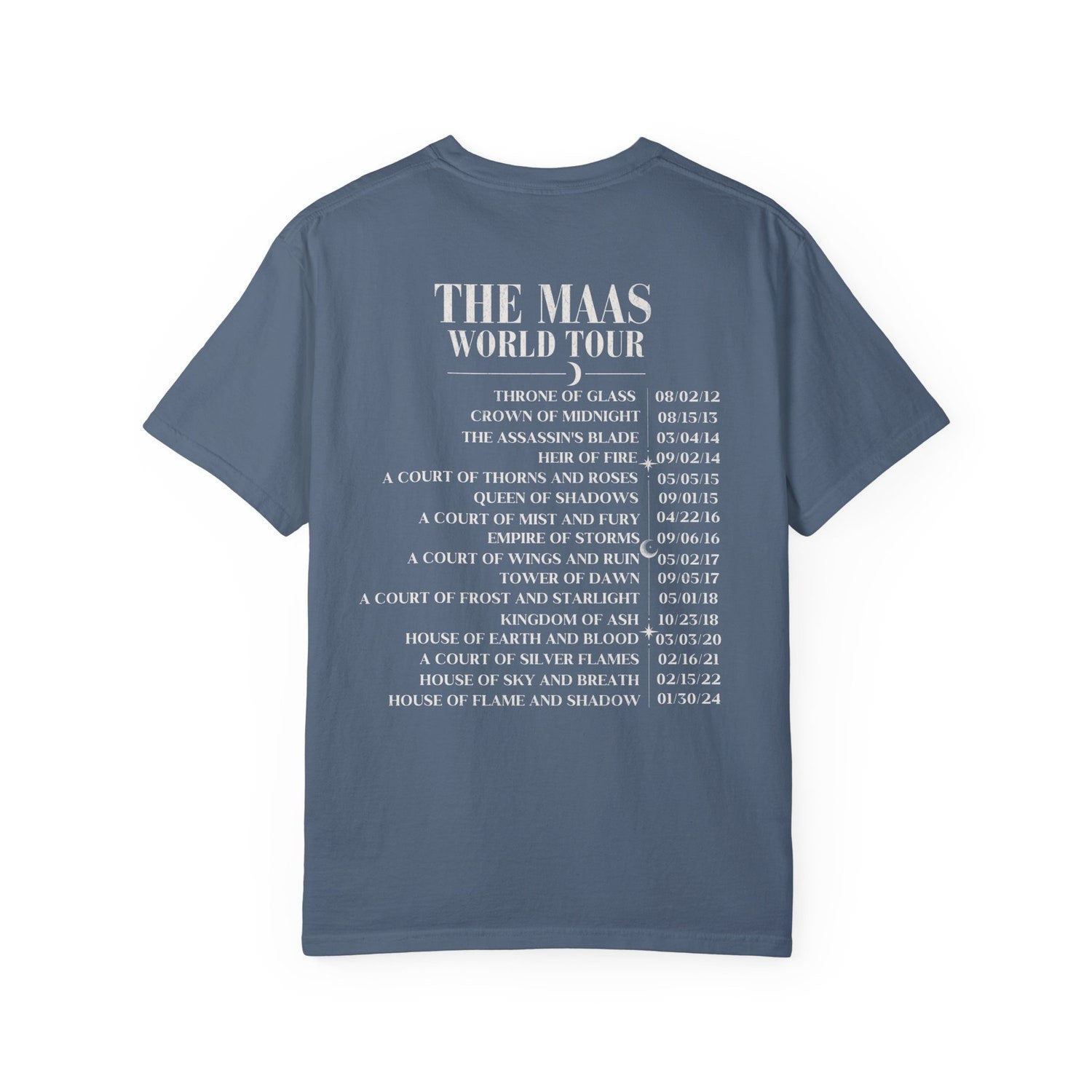 (TOG) -  Sarah J. Maas World Tour Comfort Colors tee, Licensed SJM merch, Throne of Glass TOG shirt, ACOTAR merch Crescent City Fan Apparel Maas Tour