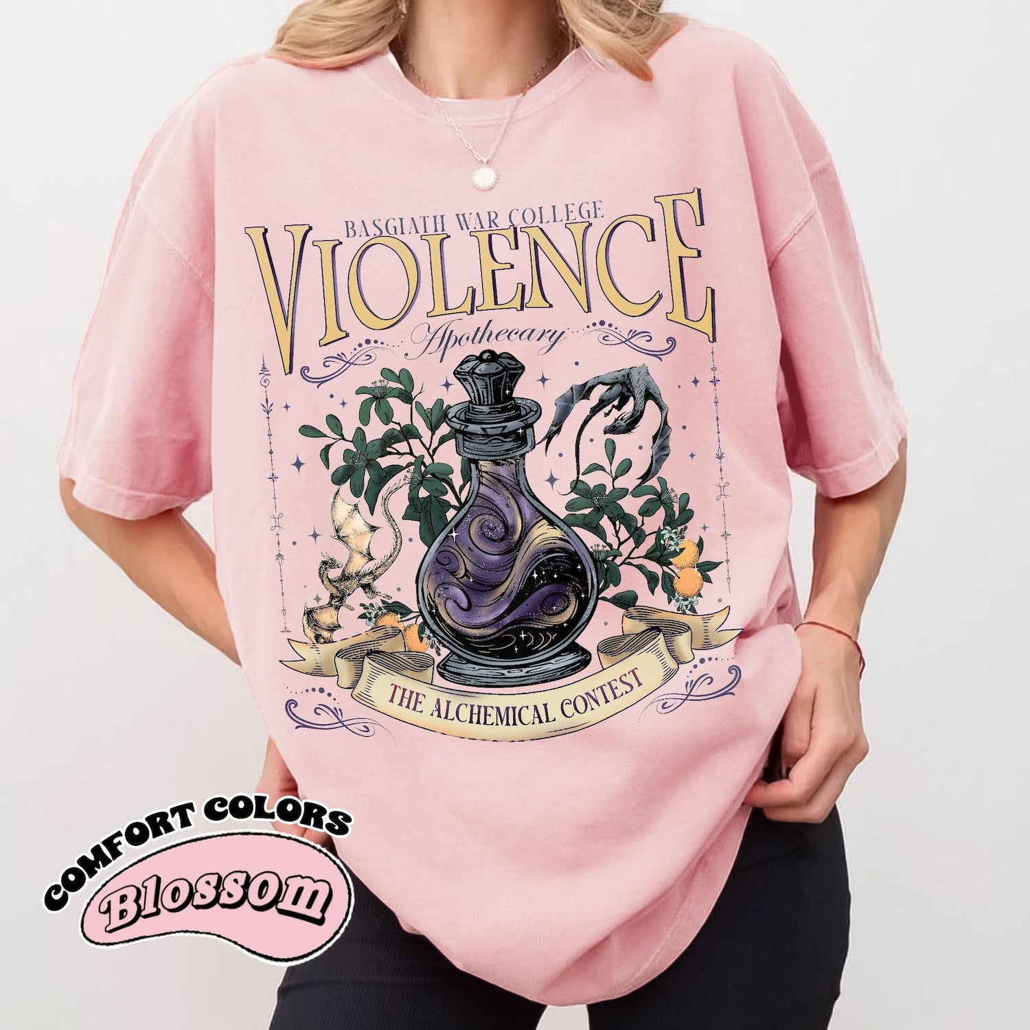 Fourth Wing -  Violence Apothecary Comfort Color T-Shirt, Basgiath War College, Fourth Wing, Violet Sorrengail Dragon Rider Xaden Riorson Fantasy Lover