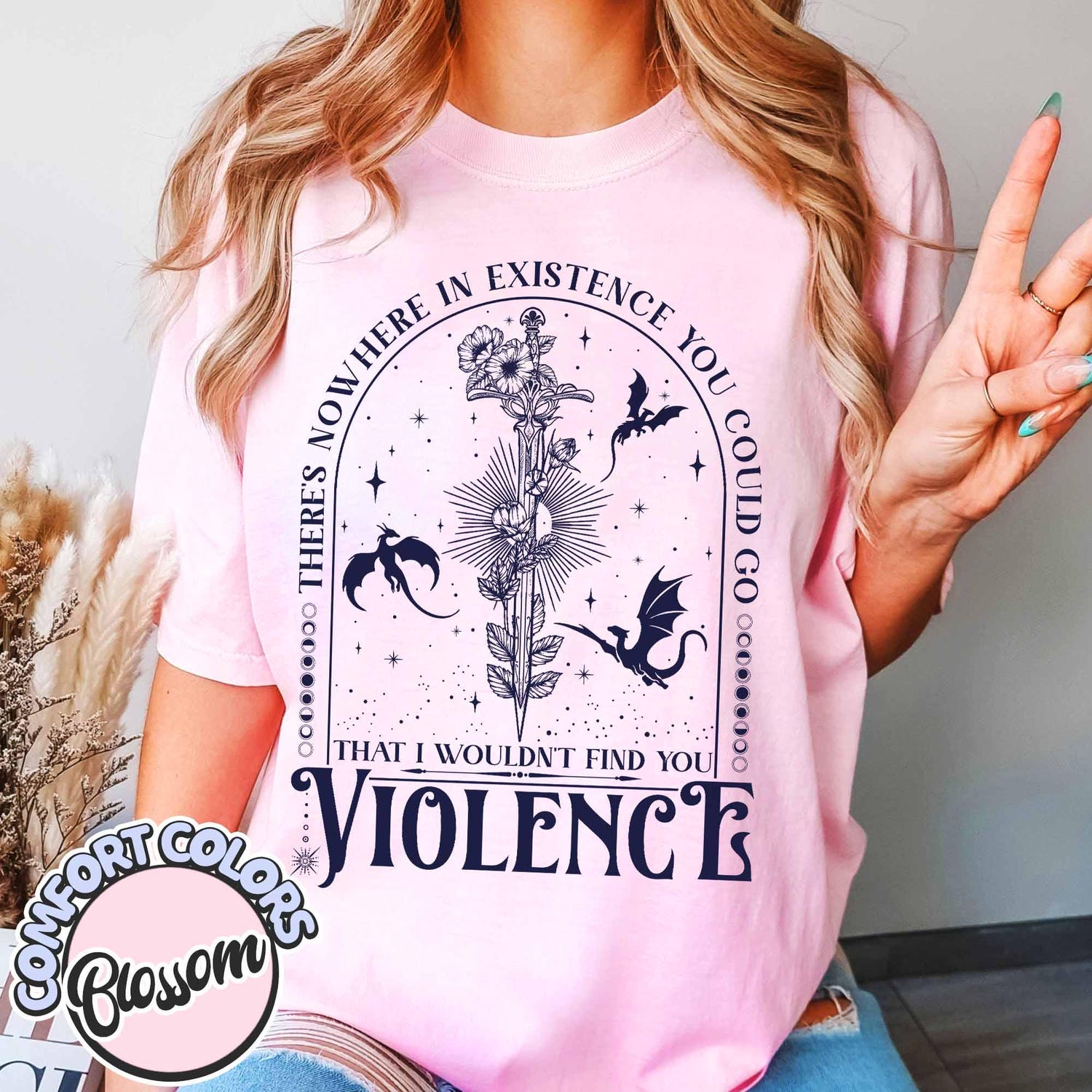 Fourth Wing -  Nowhere in Existence Violence Comfort Colors Shirt, Violet Sorrengail, Bookish Shirt, Fourth Wing, Gifts for Readers, Fantasy Book Dragon