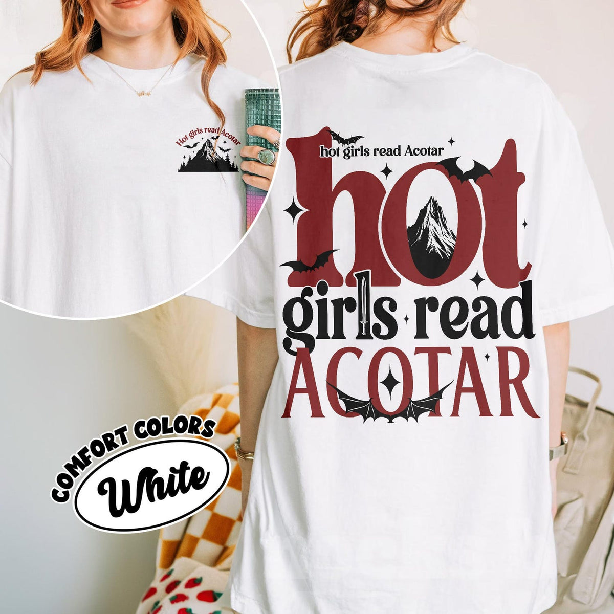 ACOTAR -  Hot Girls Read Acotar Comfort Colors Shirt, Fantasy Book Merch For Fans, The Night Court Tee, Gift For Book Lover