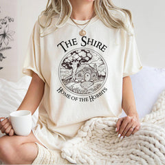 LOTR -  The Shire Shirt Ringer Fantasy Bookish Fandom Merch Light Academia Literary Location TShirt Subtle Booklover Booknerd Gift for Bookworm Tee