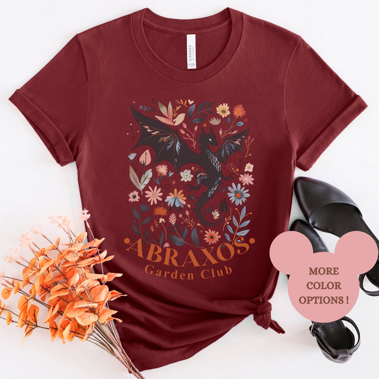 (TOG) -  Abraxos Flower Shirt, Throne Of Glass, Dragon Rider Shirt, Fourth Wing Merch Dragon, Sarah J Maas Merch, Acotar Merch, Literature Shirt