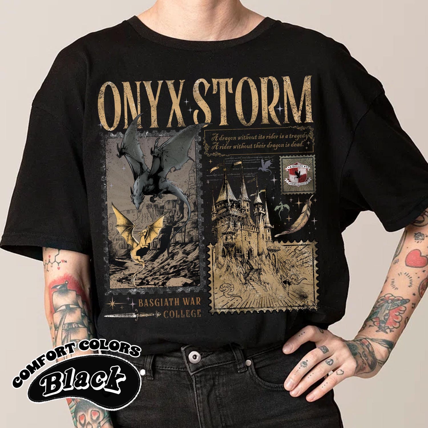 Fourth Wing -  Onyx Storm Comfort Color T-Shirt | Fourth Wing Series Shirt | Dragon Rider | Bookish Tee Gift For Book Lover | Fantasy Book | Tairn&Andarna