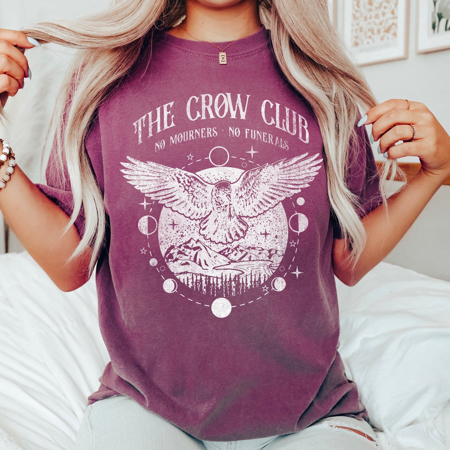 (SOC) -  Six of crows Comfort Colors tee, No mourners merch, Ketterdam crow club, Kaz Brekker tshirt, Inej t-shirt, Nina Jesper Matthias, No funerals