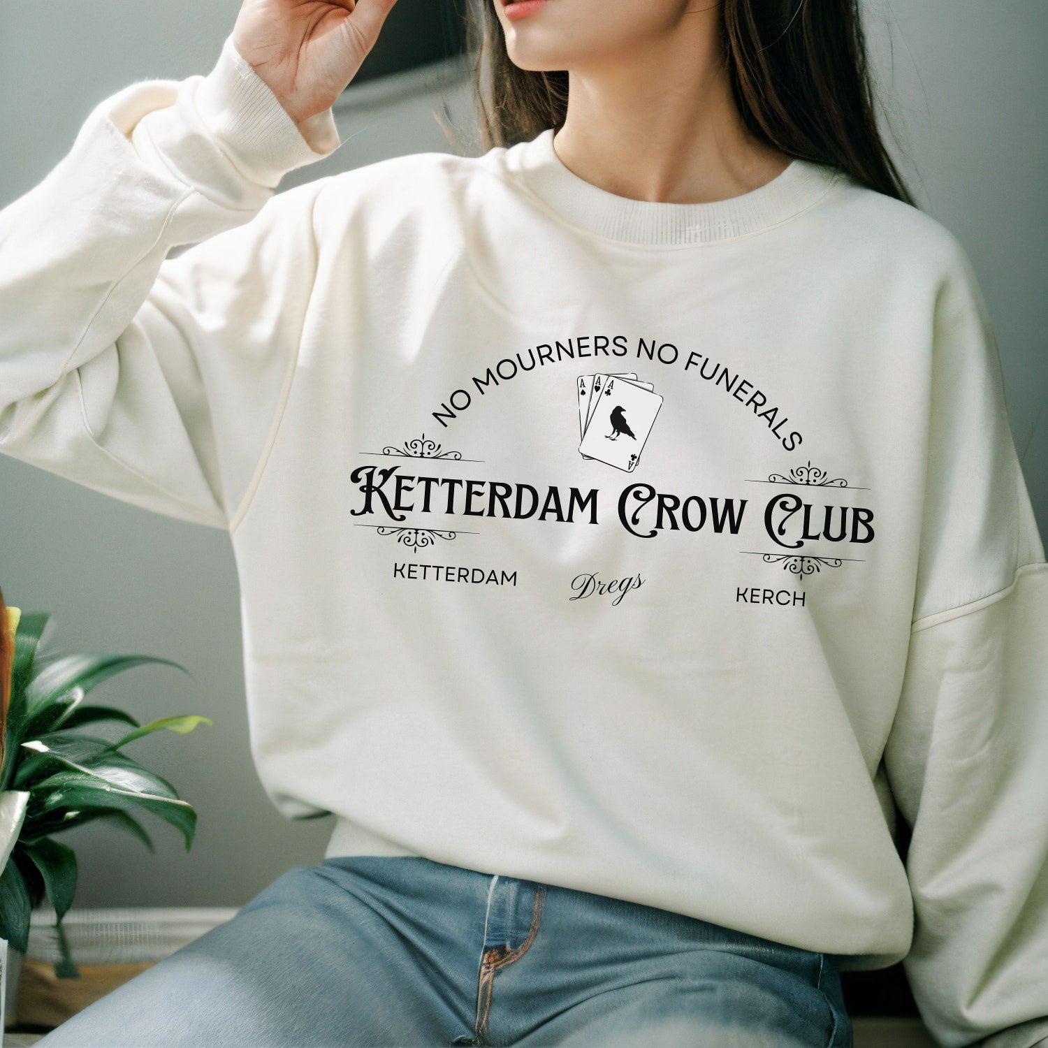 (SOC) -  Ketterdam Crow Club Reading Sweatshirt, Gothic Book Sweater, Dark Academia Teacher Gift for Her, Vintage Crewneck, Literary Fandom Merch