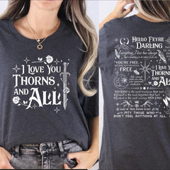 ACOTAR -  Comfort Colors I Love Thorns and All Shirt, Hello Feyre Darling Shirt, The Night Court, Illyrians A Court of Thorns and Roses