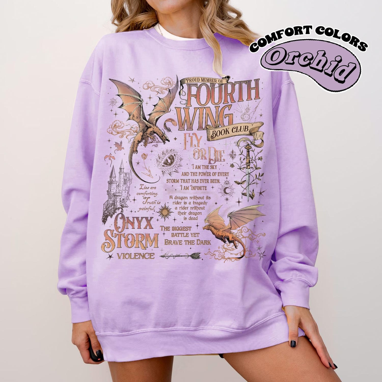 Fourth Wing Comfort Color Sweatshirt | Dragon Rider Sweat | Basgiath War College | Violet Sorrengail | Violent Little Thing