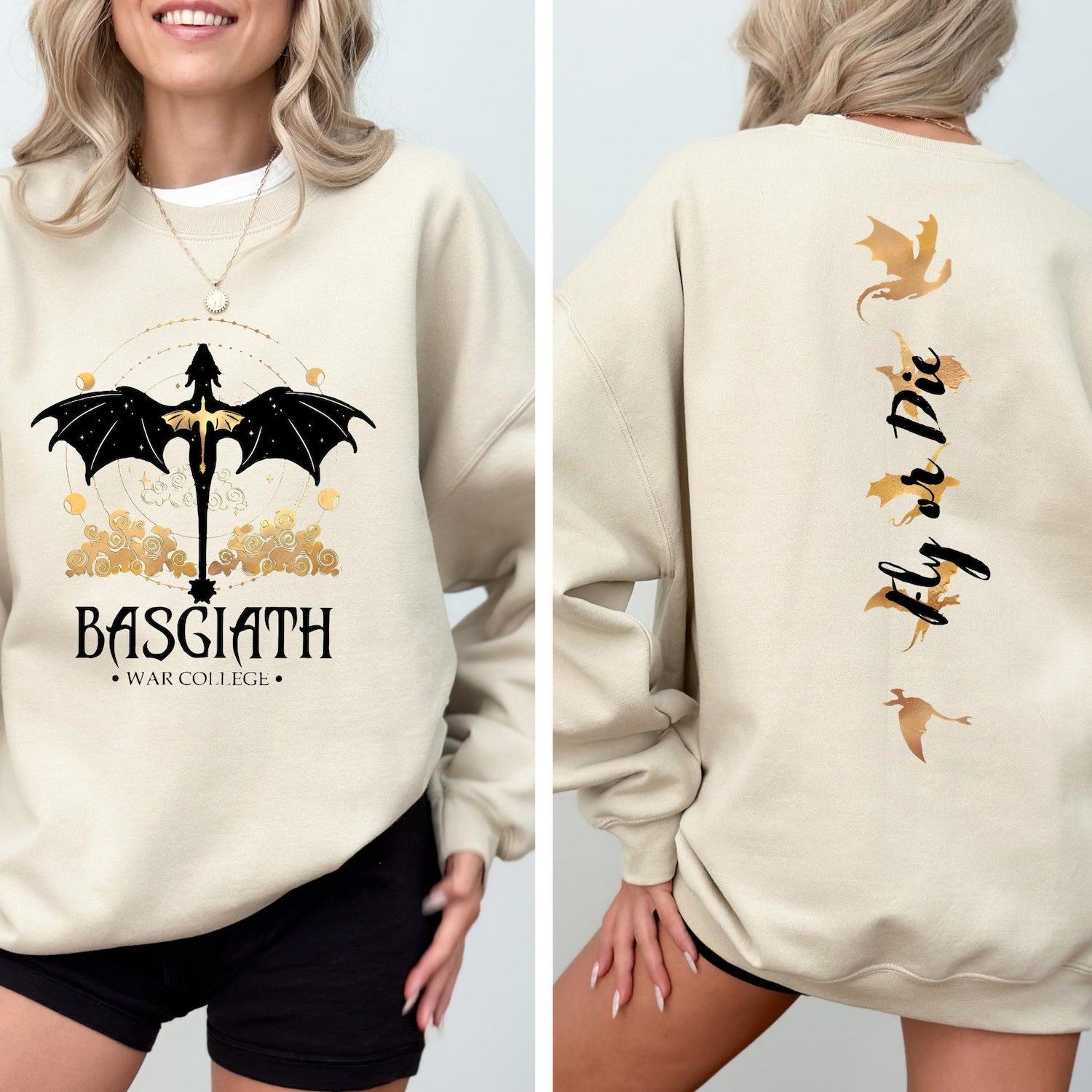 Fourth Wing -  Basgiath War College Sweatshirt ,Dragon Rider, Fourth Wing Hoodie, Violet Sorrengail,Xaden Riorson, Fly or Die,Riders Quadrant,Rebecca Yoros