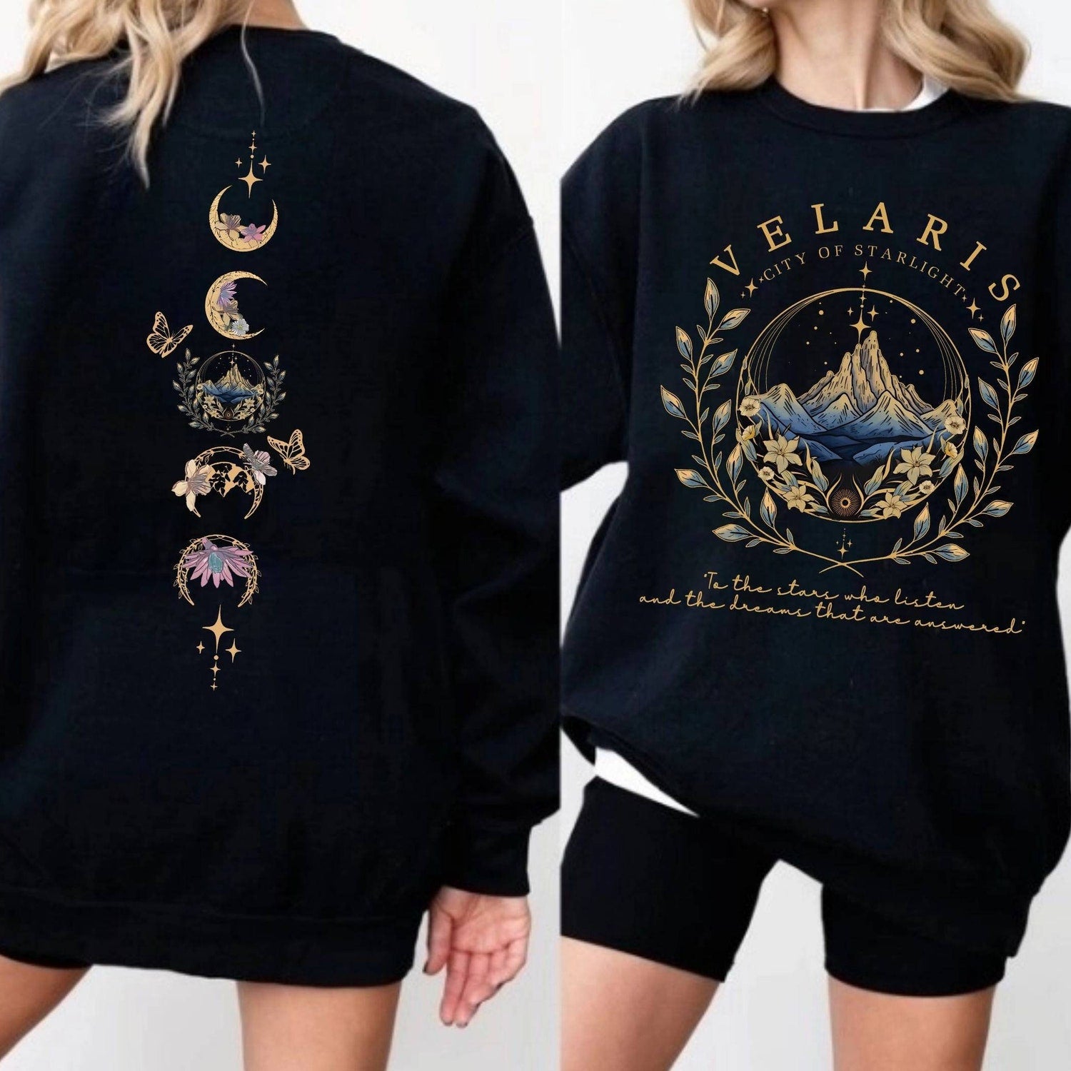 ACOTAR -  Velaris City Of Starlight Two-Sided Sweatshirt, The Night Court Sweater, Acotar Velaris Sweatshirt, Court of Dreams, Velaris Bookish, LT172