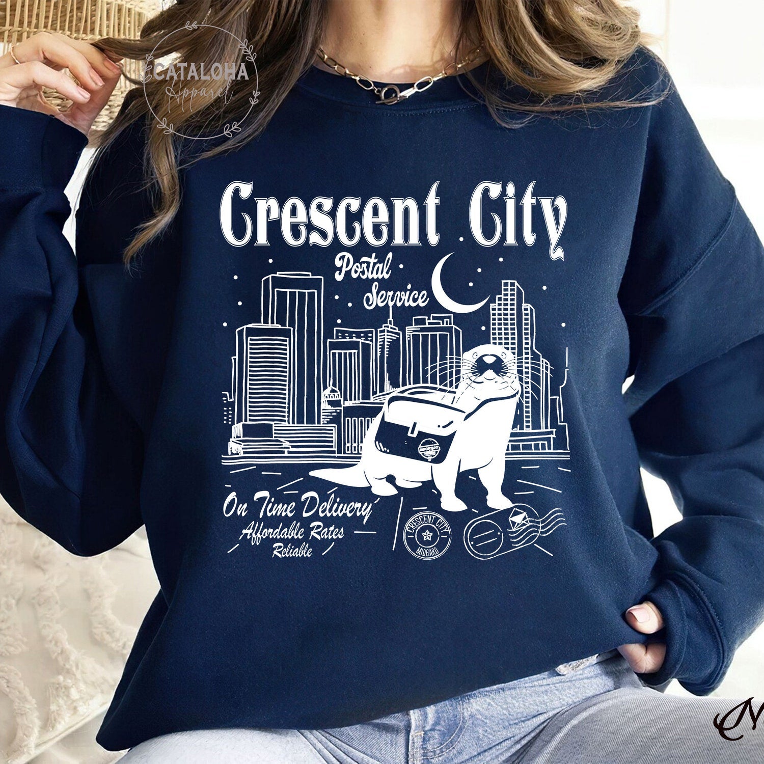 ACOTAR -  Crescent City Postal Service sweatshirt, House of Earth and Blood, Crescent city otter, Sarah J Maas, Crescent City,SJM sweatshirt,Lunathion